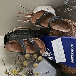 Birkenstock Mayari Black Oiled Leather sandal sz 38